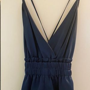 Navy blue silk romper